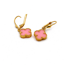 Real Gold VC Pink M Hanging Earring Set E1484 - 18K Gold Jewelry