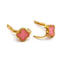 Real Gold VC Pink M Press Earring Set E1485 - 18K Gold Jewelry