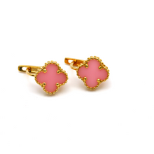 Real Gold VC Pink M Press Earring Set E1485 - 18K Gold Jewelry