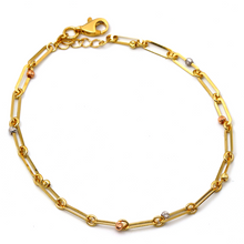 Real Gold 3 Color Paper Clip Beads Ball Adjustable Size Bracelet 1339-VI BR1492