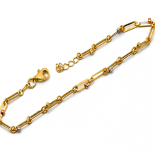 Real Gold 3 Color Paper Clip Beads Ball Adjustable Size Bracelet 1339-VI BR1492