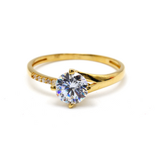 Real Gold One Side Solitaire Stone Ring 0060 (SIZE 10) R2256