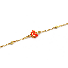 Real Gold 3D Red Flower With Beads Ball Bracelet 7765 BR1495