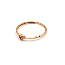 Real Gold Stone Heart Rose Gold Ring (SIZE 7.5) R1452 - 18K Gold Jewelry