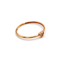 Real Gold Stone Heart Rose Gold Ring (SIZE 7.5) R1452 - 18K Gold Jewelry