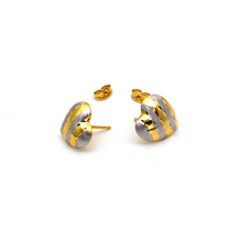 Real Gold Small 2 Color Heart Earring Set 0090/2 E1500 - 18K Gold Jewelry