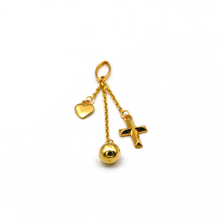 Real Gold Heart Cross Ball Hanging Pendant 2590 P 1840