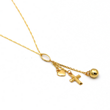 Real Gold Heart Cross Ball Hanging Necklace 2590 CWP 1840