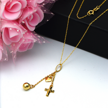 Real Gold Heart Cross Ball Hanging Necklace 2590 CWP 1840