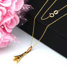 Real Gold Eiffel Tower Necklace 2301 CWP 1843