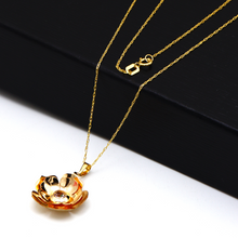 Real Gold 3D Flower Cup With Center Stone Necklace 0918 CWP 1848