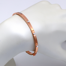 Real Gold GZCR 2 Color Embossed Screw Rose Gold Bangle 0016/3 (SIZE 17) BA1317