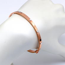 Real Gold GZCR 2 Color Embossed Screw Rose Gold Bangle 0016/3 (SIZE 17) BA1317