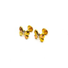 مجموعة أقراط بتصميم فراشة ثلاثية الأبعاد بثلاثة ألوان من الذهب الحقيقي K1231 0008/11