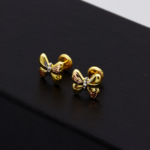 Real Gold 3 Color Textured Butterfly Screw Earring Set  0008/11 K1231