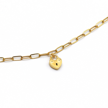 مشبك ورق ذهبي حقيقي مع قفل قلب متدلي (3.5 ملم) قابل للتعديل  BR1508 1426