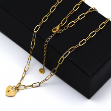 Real Gold Paper Clip With Dangler Heart Lock 3 M.M Adjustable Size Necklace 1426-IX N1336