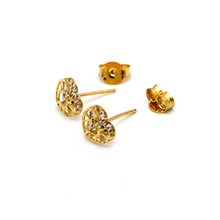 Real Gold Small 2 Side Heart Earring Set E1538 - 18K Gold Jewelry