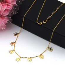 Real Gold 7 Flower Dangler Adjustable Size Choker Necklace 6035 N1338