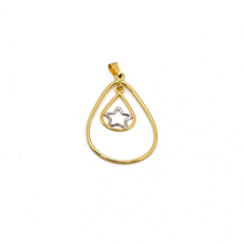 Real Gold 2 Color Dual Drop Star Hanging Pendant 1518-YW P 1851