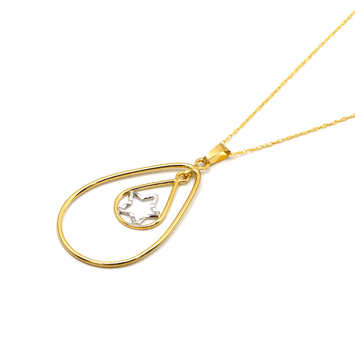 Real Gold 2 Color Dual Drop Star Hanging Necklace 1518-YW CWP 1851