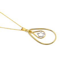 Real Gold 2 Color Dual Drop Star Hanging Necklace 1518-YW CWP 1851