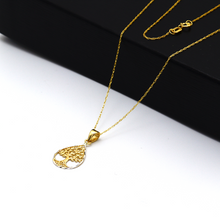 Real Gold 2 Color Drop Tree Necklace 1447-YM CWP 1854