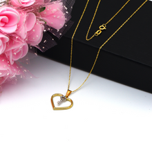 Real Gold Heart Key Stone Necklace 0197-YM CWP 1855