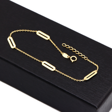 Real Gold 4 Paper Clip Adjustable Size Bracelet 8191 BR1515