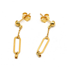 Real Gold Paper Clip Hanging Stud Earring Set 8198 E1795