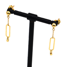 Real Gold Paper Clip Hanging Stud Earring Set 8198 E1795