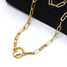 Real Gold Paper Clip With Dangler Heart Screw Lock Necklace 1666 (50 C.M) N1354