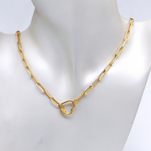 Real Gold Paper Clip With Dangler Heart Screw Lock Necklace 1666 (40 C.M) N1355