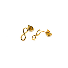 Real Gold Plain Infinity Stud Earring Set 9918 E1798