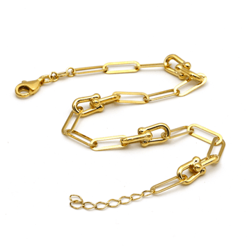 Real Gold GZTF Paper Clip Hardware Adjustable Size Bracelet (19 C.M) 4381 BR1522