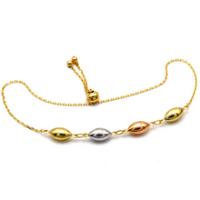 Real Gold 3 Color 3D Oval Adjustable Size Bracelet 0872 BR1523
