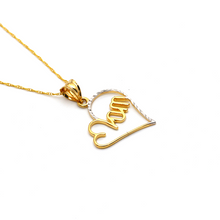Real Gold 2 Color Mom Heart Necklace GL2497 CWP 1700