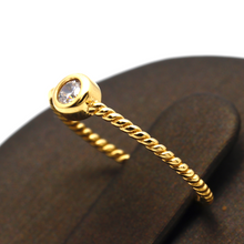 Real Gold Rope Twisted Stone Ring GL1621 (SIZE 8) R1709