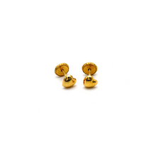 Real Gold Plain Heart Screw Earring Set K1139 - 18K Gold Jewelry
