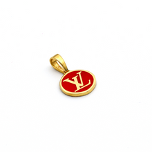 Real Gold LV Red Round Pendant P 1710