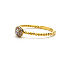 خاتم حجر ذهبي حقيقي ملتوي بحبل فاخر 0377 (مقاس 8.5) R1973