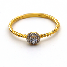 خاتم حجر ذهبي حقيقي ملتوي بحبل فاخر 0377 (مقاس 8.5) R1973