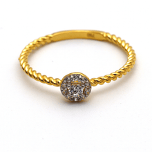 Real Gold Rope Twisted Luxury Stone Ring 0377 (SIZE 5.5) R1721