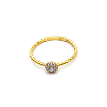 Real Gold Rope Twisted Luxury Stone Ring 0377 (SIZE 9) R1974