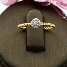 Real Gold Rope Twisted Luxury Stone Ring 0377 (SIZE 6.5) R1723