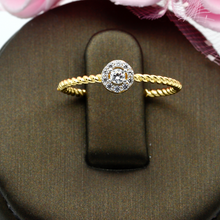 Real Gold Rope Twisted Luxury Stone Ring 0377 (SIZE 5.5) R1721