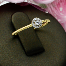 Real Gold Rope Twisted Luxury Stone Ring 0377 (SIZE 8.5) R1973