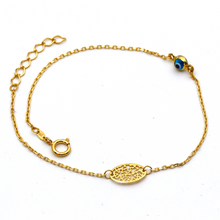Real Gold Evil Blue Eye and Flower Bracelet 0736-IV-EE BR1393