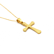 Real Gold Texture Cross Necklace 1926/10 CWP 1659 - 18K Gold Jewelry