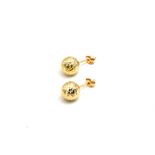 Real Gold Glittering Ball 8 MM Stud Earring Set 0008 E1814